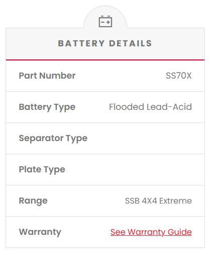 SS70X SSB 4X4 Extreme 4WD Battery (Group 70)