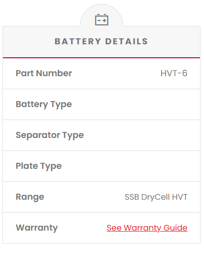 HVT-6 SSB DryCell HVT Motorcycle Battery