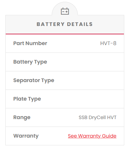 HVT-8 SSB DryCell HVT Motorcycle Battery