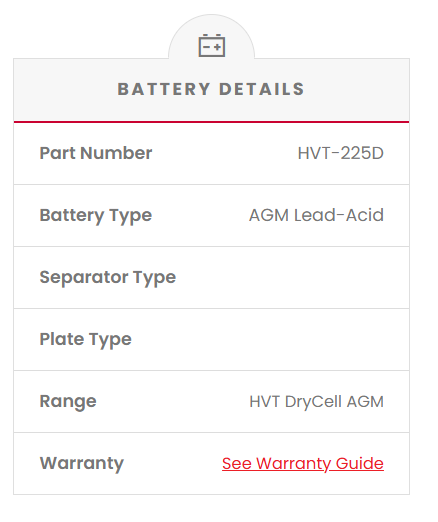 HVT-225D Dual Purpose VRLA (AGM) Battery (Group 225D)