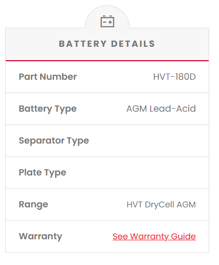 HVT-180D Dual Purpose VRLA (AGM) Battery (Group 180D)
