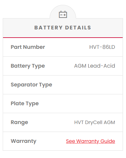 HVT-86LD Dual Purpose VRLA (AGM) Battery with 8mm ADAPTOR (Group 86LD)