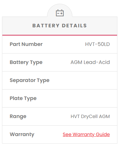 HVT-50LD Dual Purpose VRLA (AGM) Battery (Group 50D)