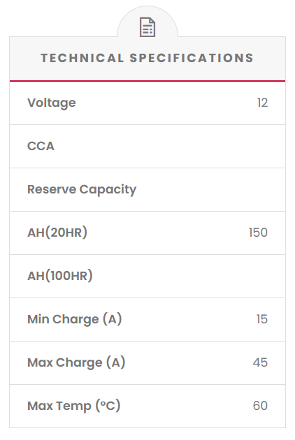 CBC12V150AH Fusion 150AH AGM 12V Deep Cycle Battery