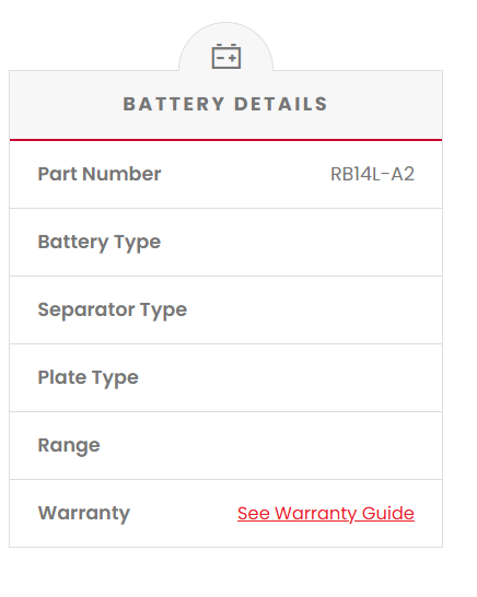 RB14L-A2 SSB XR Series Motorcycle Battery