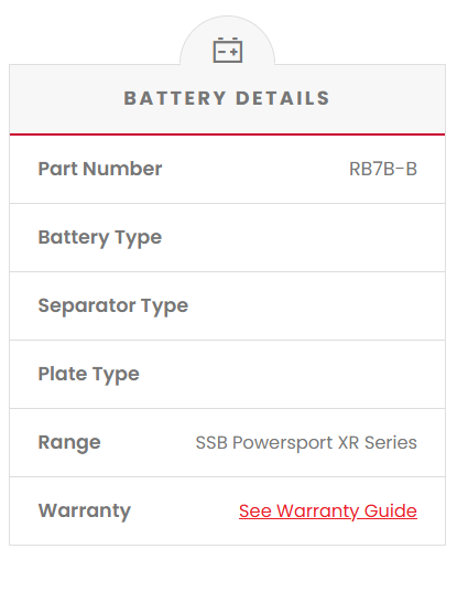 RB7B-B SSB XR Series Motorcycle Battery (YTX7B-BS)