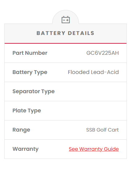 GC6V225AH SSB Golf Cart Deep Cycle Battery (6V)