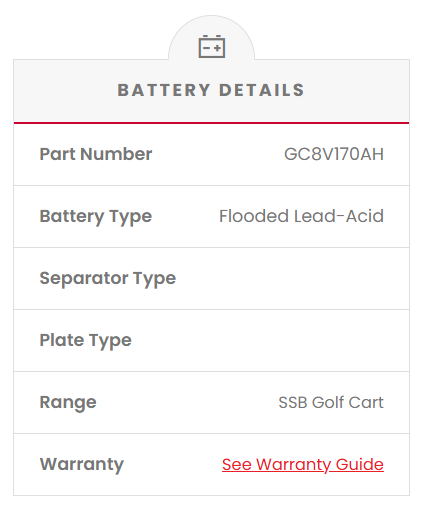 GC8V170AH SSB Golf Cart Deep Cycle Battery (8V)