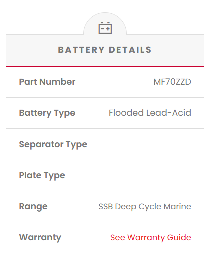 MF70ZZD SSB Marine Deep Cycle Battery
