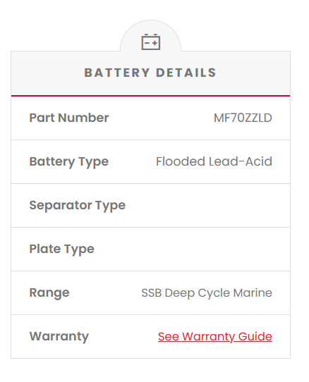MF70ZZLD SSB Marine Deep Cycle Battery