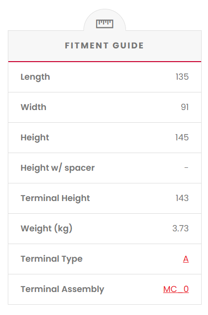 RB10L-A2 SSB XR Series Motorcycle Battery (12N10-3A) Fitment guide with dimensions and specifications on a white background