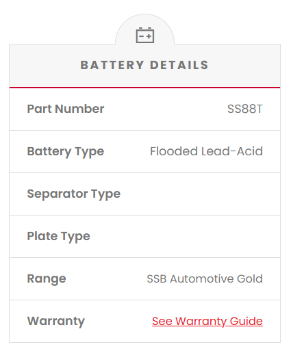 SS88T SSB Gold Car Battery (DIN88LH) (DIN88MF)