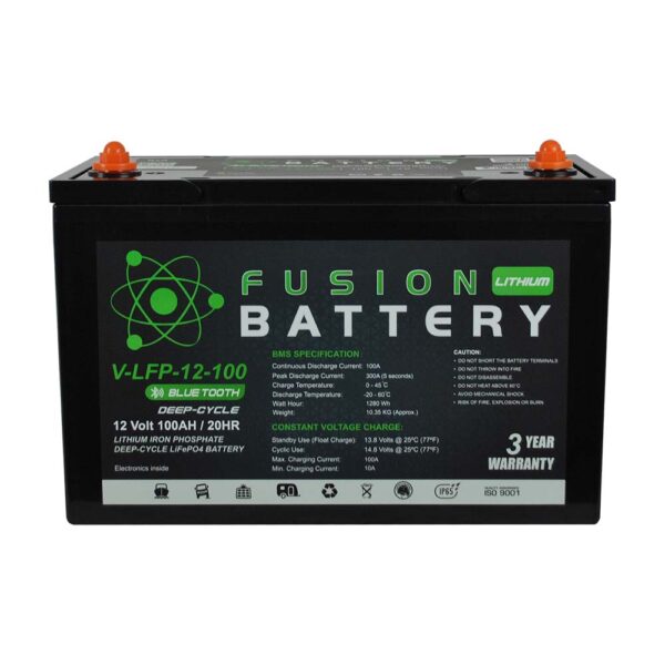 V-LFP-12-100 Fusion Lithium 100AH 12V Deep Cycle Battery
