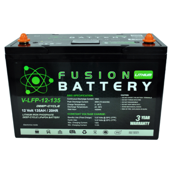 V-LFP-12-135 Fusion Lithium 135AH 12V Deep Cycle Battery