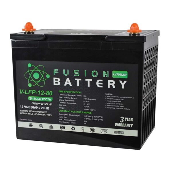 V-LFP-12-80 Fusion Lithium 80AH 12V Deep Cycle Battery