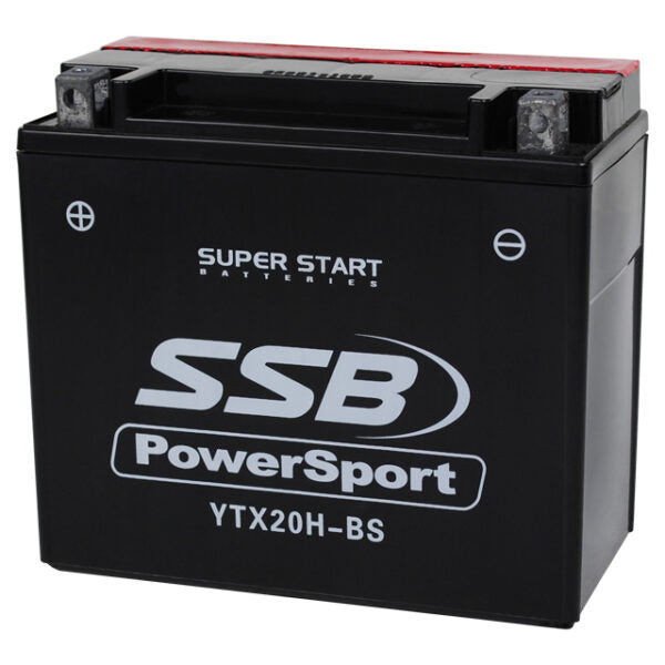 YTX20H-BS SSB Powersport MF Motorcycle Battery Super Start Batteries PowerSport battery on a white background
