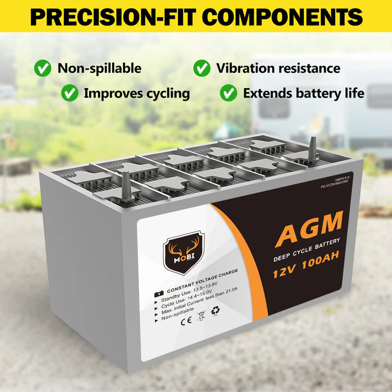 100AH 12V AGM Battery Camping Marine 4WD Fridge Solar Deep Cycle Battery