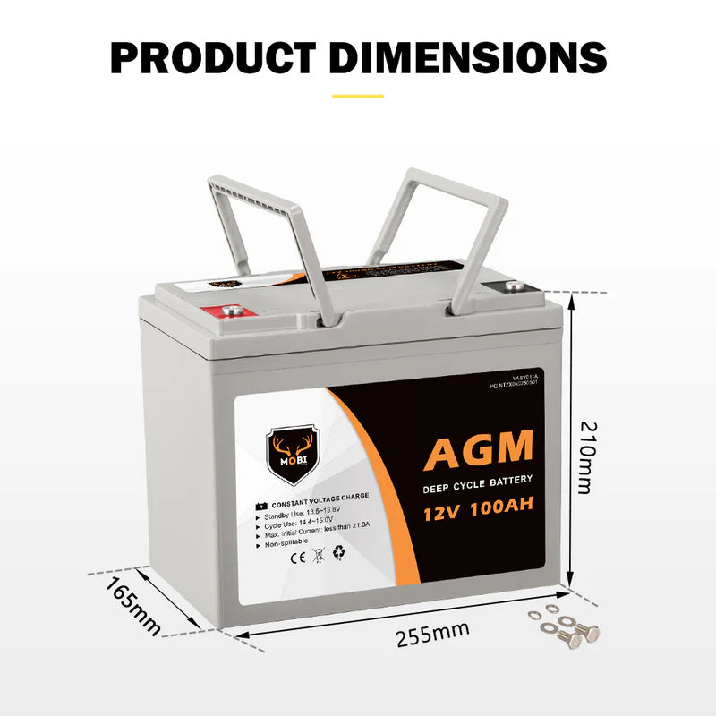 100AH 12V AGM Battery Camping Marine 4WD Fridge Solar Deep Cycle Battery