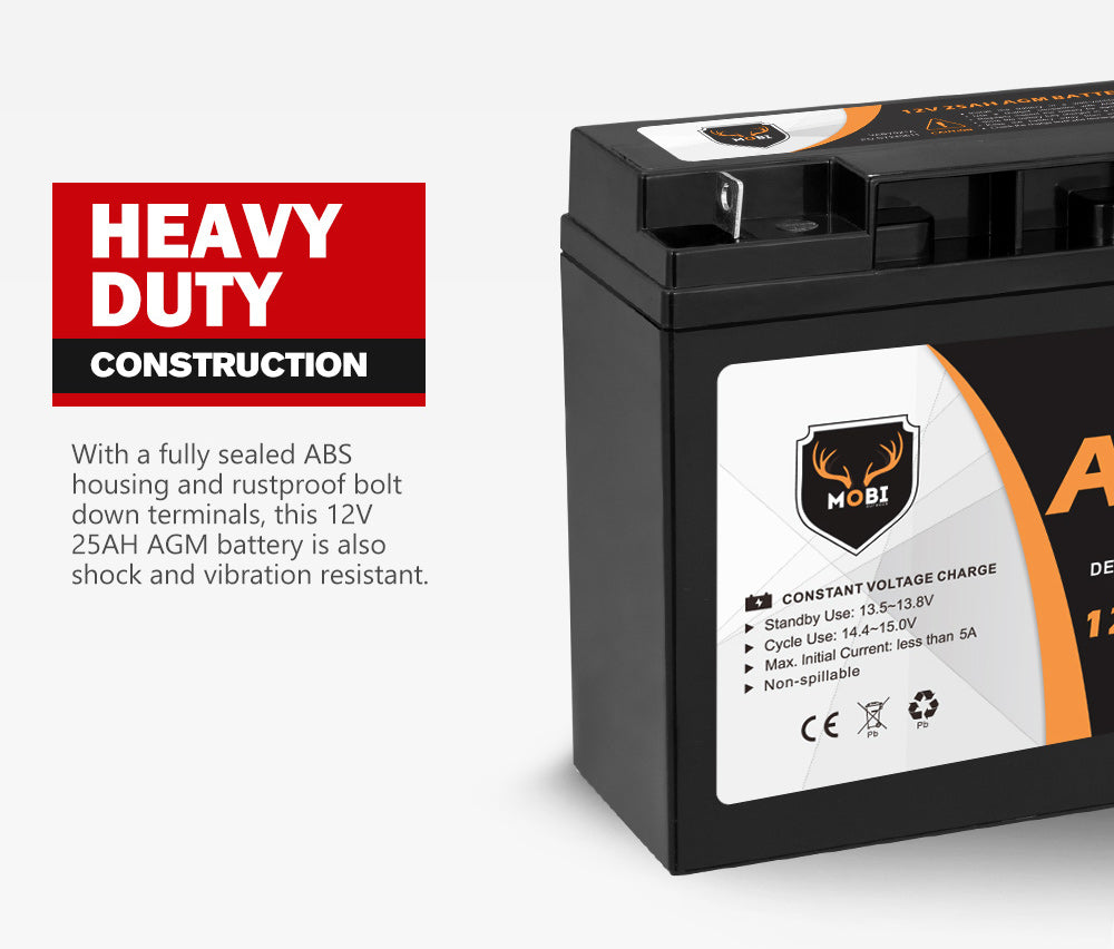 25AH 12V AGM Battery Camping Marine 4WD Fridge Solar Deep Cycle Battery