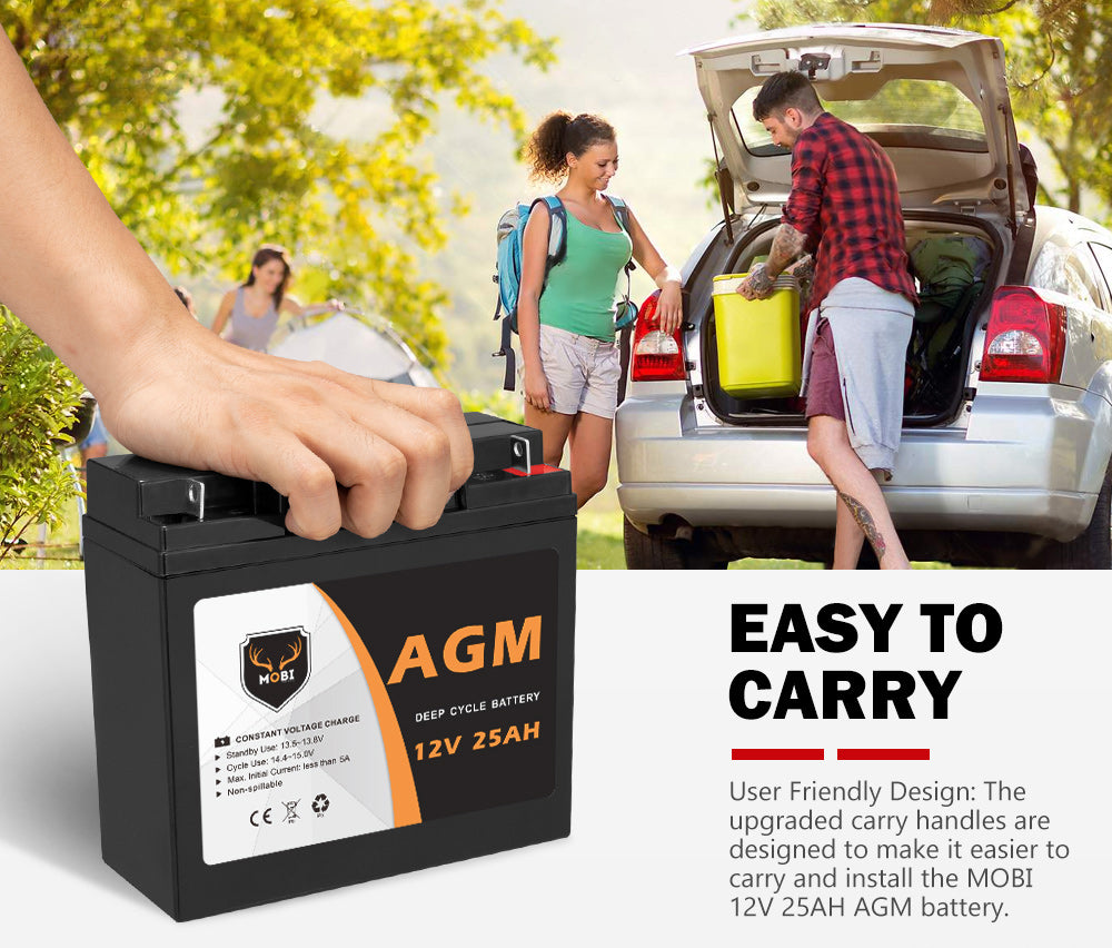 25AH 12V AGM Battery Camping Marine 4WD Fridge Solar Deep Cycle Battery