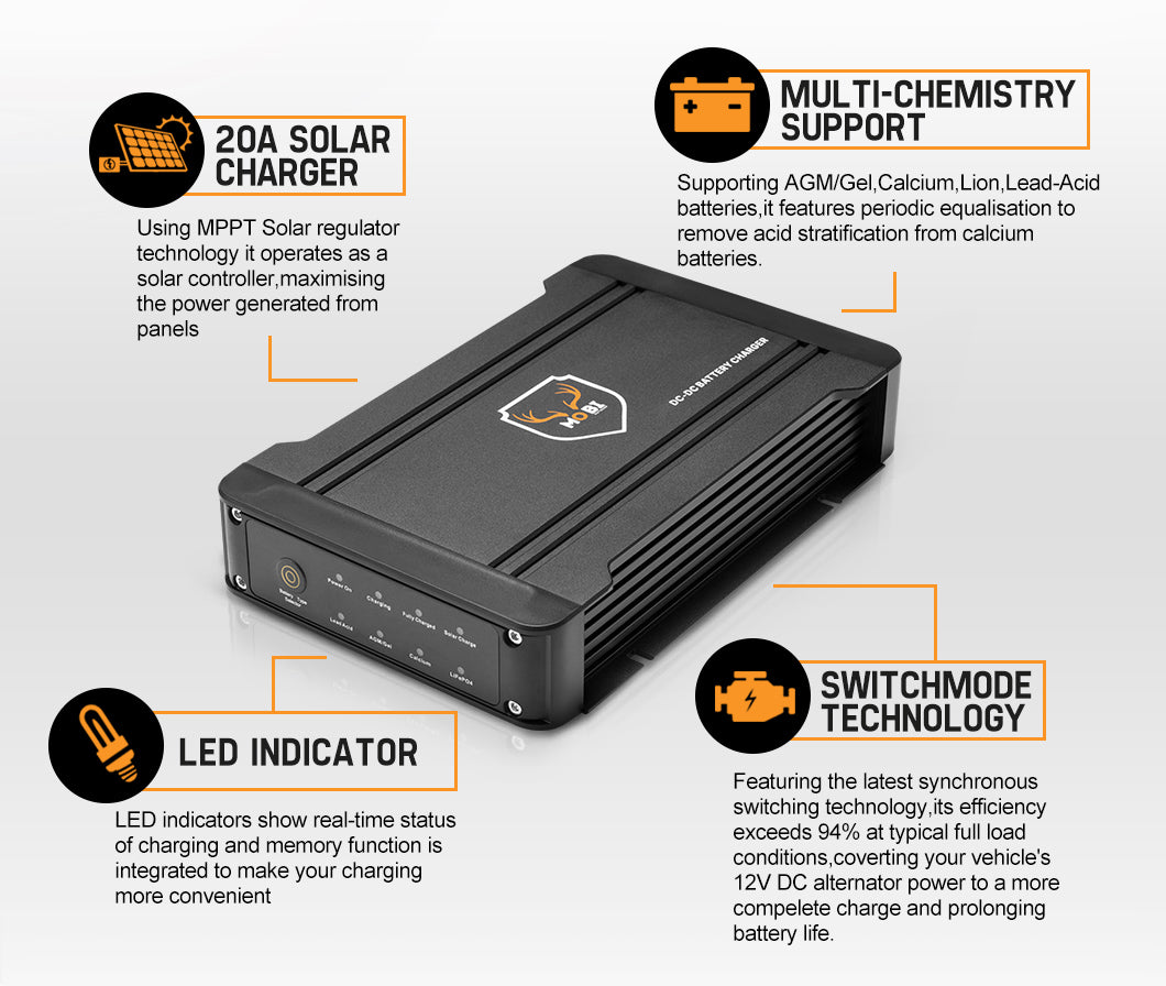 12V 20A DC to DC Battery Charger Dual Battery System MPPT - Free Delivery