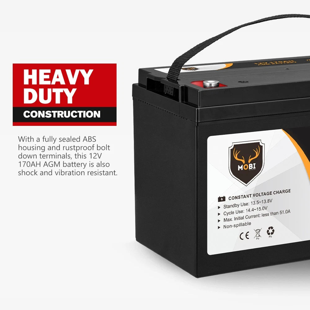 170AH 12V AGM Battery Camping Marine 4WD Fridge Solar Deep Cycle Battery