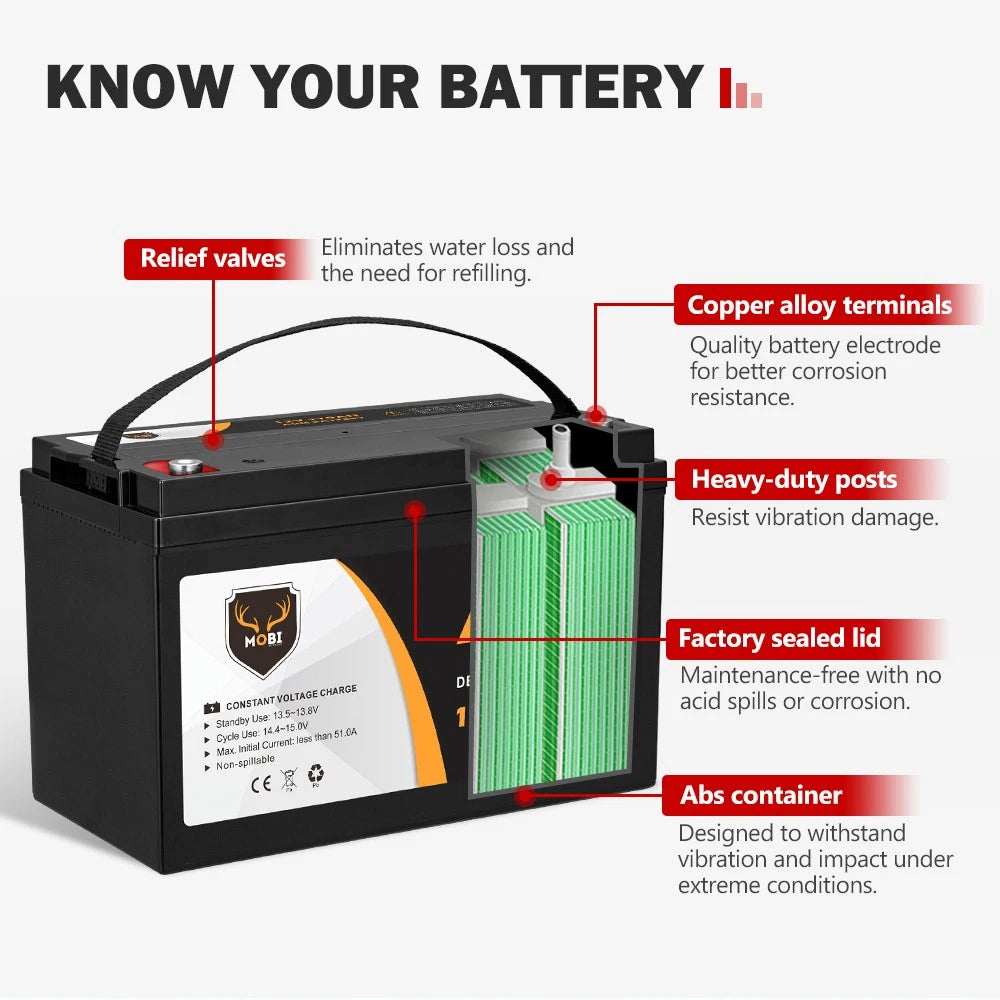 170AH 12V AGM Battery Camping Marine 4WD Fridge Solar Deep Cycle Battery