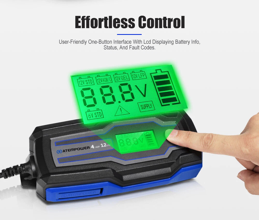 Smart Battery Charger Trickle 4A 6V/12V Automatic SLA AGM Car Truck Motorcycle