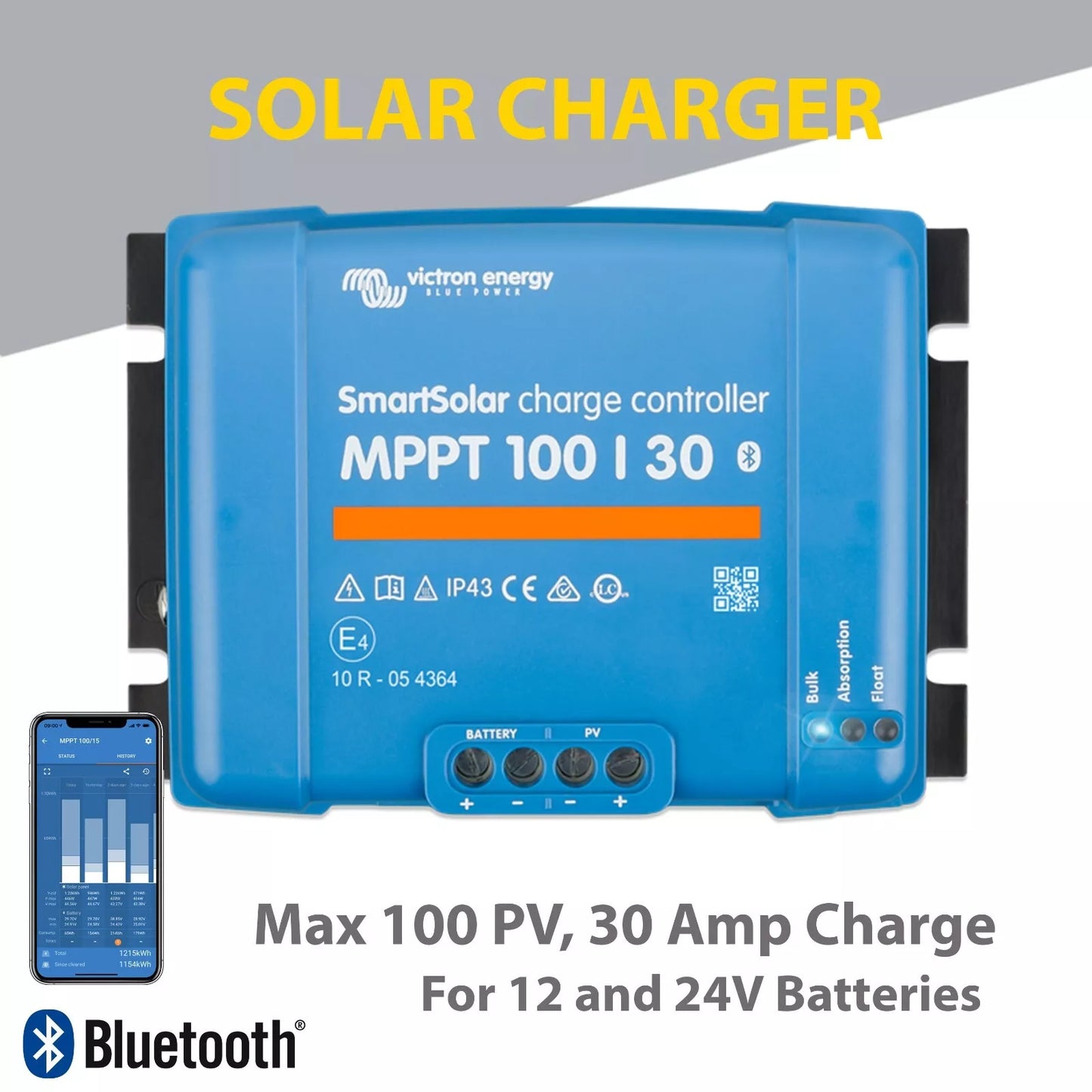 Victron Smart Solar MPPT 100/30 (12/24V) Solar Charge Controller - Express Post