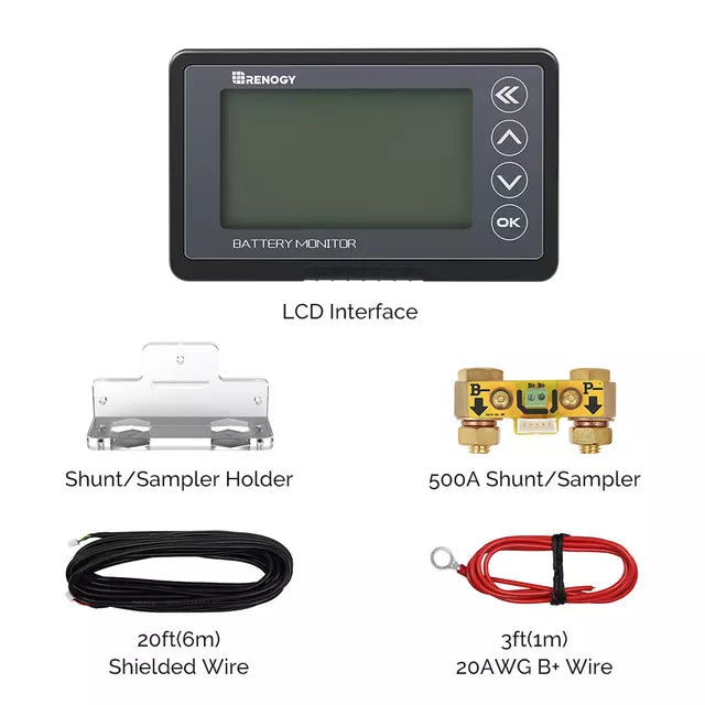 Renogy Core Mini 12.8V 100Ah Lithium Battery & 500A Battery Monitor