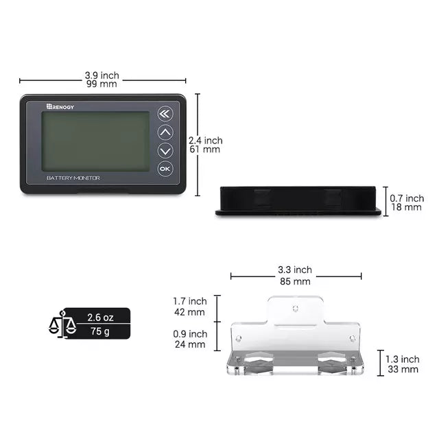 Renogy Core Mini 12.8V 100Ah Lithium Battery & 500A Battery Monitor