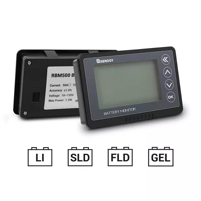 Renogy Core Mini 12.8V 100Ah Lithium Battery & 500A Battery Monitor