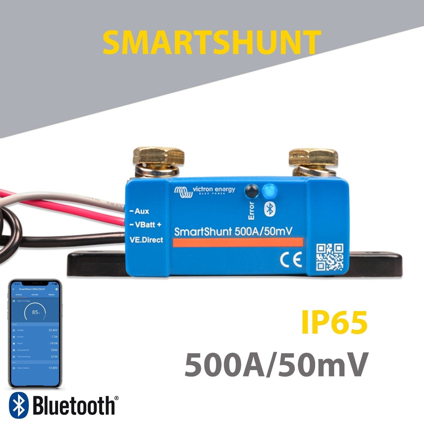 Victron Smart Shunt 500A IP65 Battery Monitor SHU065150050 - Express Post