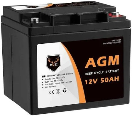 50AH 12V AGM Battery Camping Marine 4WD Fridge Solar Deep Cycle Battery
